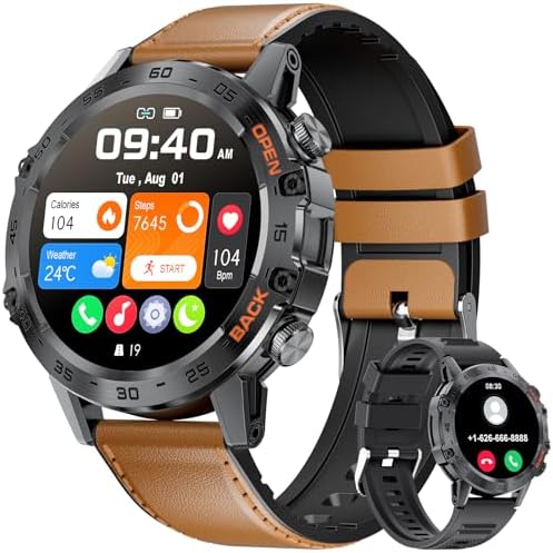SUNKTA Military Smart Watch for Men, 5ATM Waterproof Fitness Watch