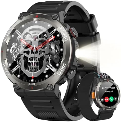 Military Tactical Smart Watch for Men with Compass and Flashlight