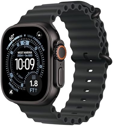 Apple Watch Ultra 3, GPS + Cellular 49mm, Rugged Titanium Case with Black Ocean Band