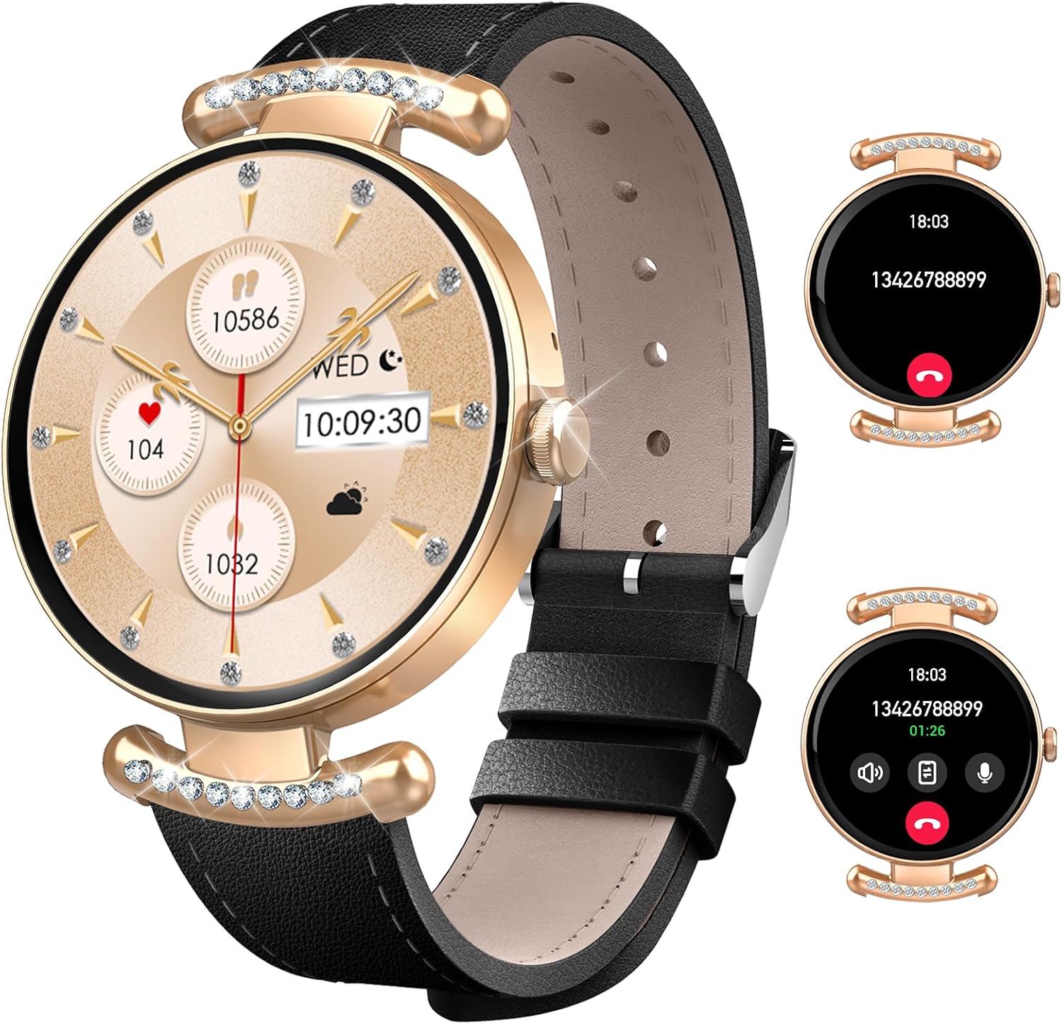 Smart Watches for Women, Answer/Make Call, 1.32" AMOLED Ultra-Clear Screen Smartwatch with Heart Rate, Sleep Monitor, Watches for Women for Samsung/Android/iOS, 100+ Sports Mode, 3ATM Waterproof